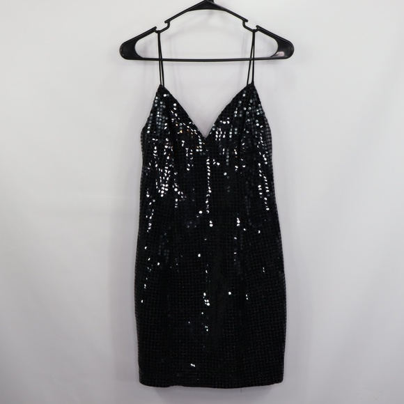 Vintage Dresses & Skirts - VTG 80s Roberta Little Black Sequin Strappy Dress